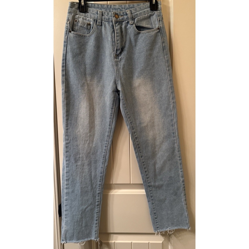 Falmer Heritage High Rise Straight Jeans Light Wash Raw Hem Women's Size S 26x24